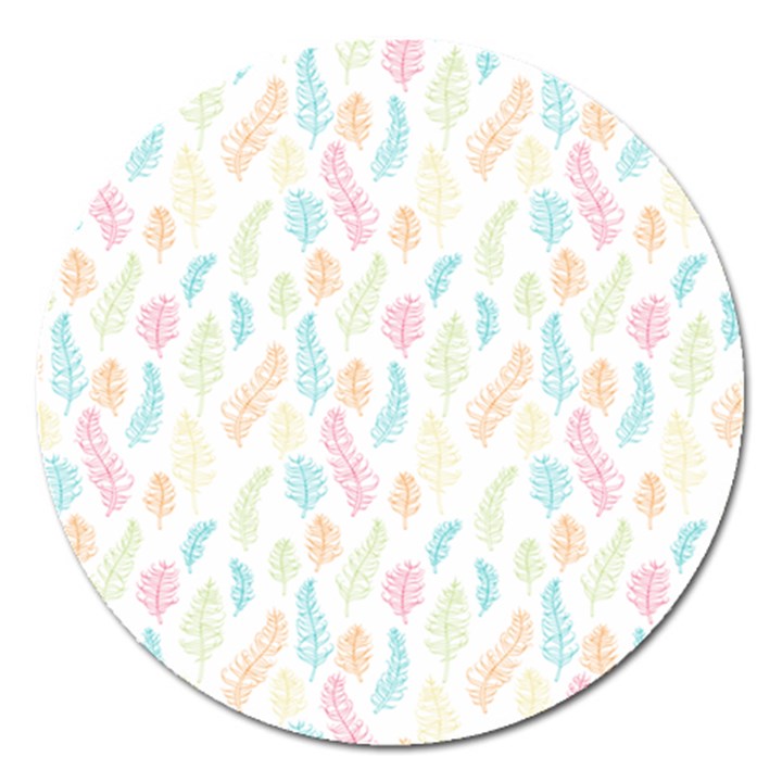 Whimsical Feather Pattern,Fresh Colors, Magnet 5  (Round)