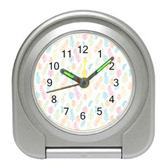 Whimsical Feather Pattern,Fresh Colors, Travel Alarm Clock