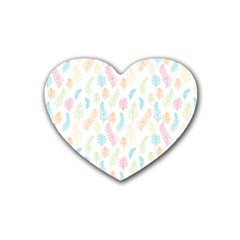 Whimsical Feather Pattern,Fresh Colors, Rubber Coaster (Heart)