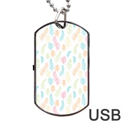 Whimsical Feather Pattern,Fresh Colors, Dog Tag USB Flash (One Side)