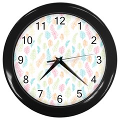 Whimsical Feather Pattern,fresh Colors, Wall Clock (black) by Zandiepants