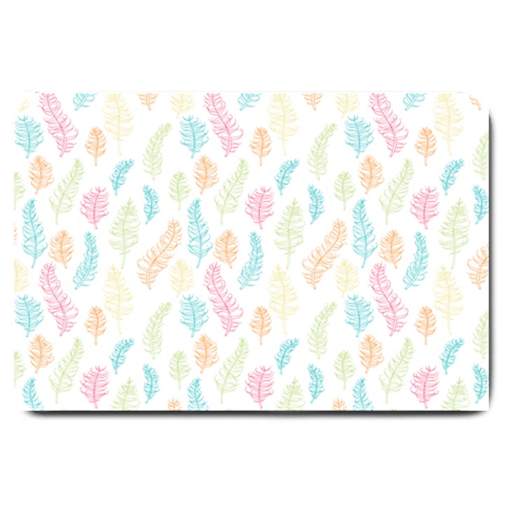 Whimsical Feather Pattern,Fresh Colors, Large Doormat