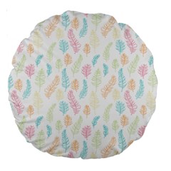 Whimsical Feather Pattern,Fresh Colors, Large 18  Premium Round Cushion 