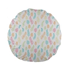 Whimsical Feather Pattern,Fresh Colors, Standard 15  Premium Flano Round Cushion 