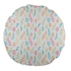 Whimsical Feather Pattern,Fresh Colors, Large 18  Premium Flano Round Cushion 