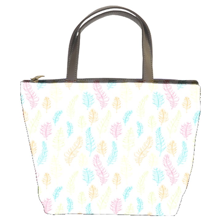 Whimsical Feather Pattern,Fresh Colors, Bucket Bag