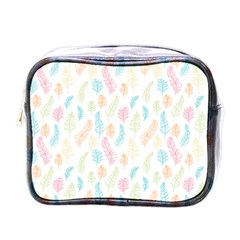 Whimsical Feather Pattern,fresh Colors, Mini Toiletries Bag (one Side) by Zandiepants