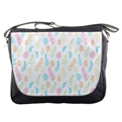 Whimsical Feather Pattern,Fresh Colors, Messenger Bag