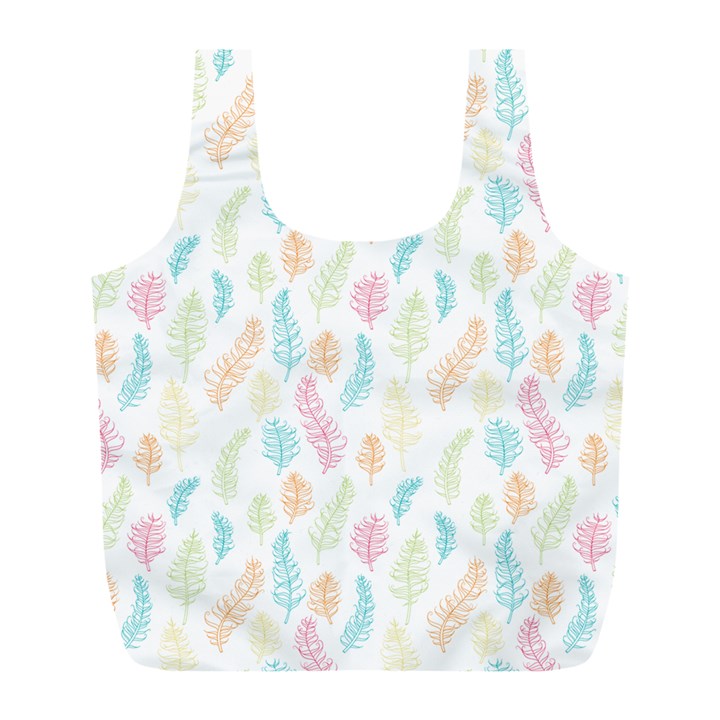 Whimsical Feather Pattern,Fresh Colors, Full Print Recycle Bag (L)