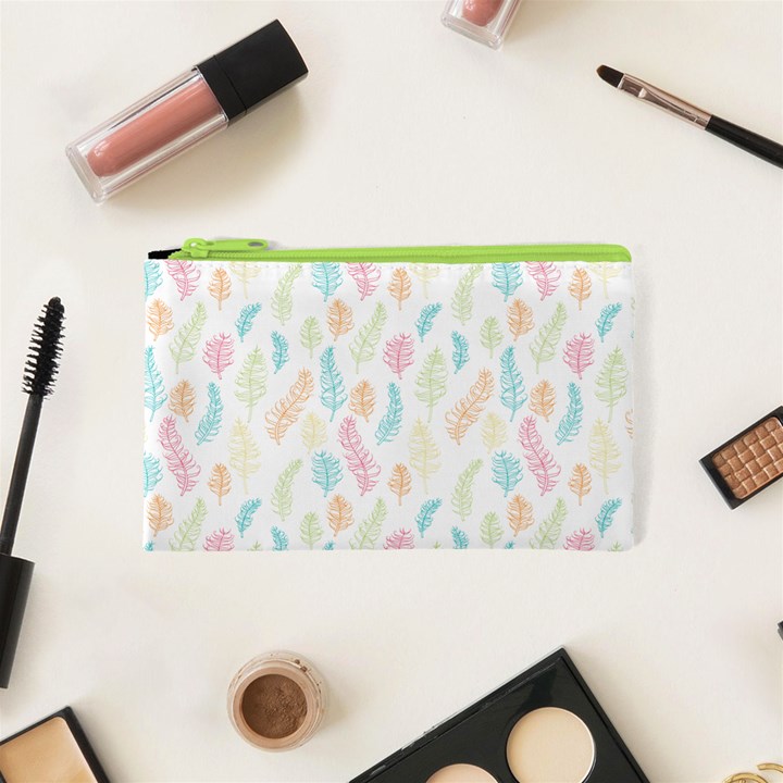 Whimsical Feather Pattern,Fresh Colors, Cosmetic Bag (XS)