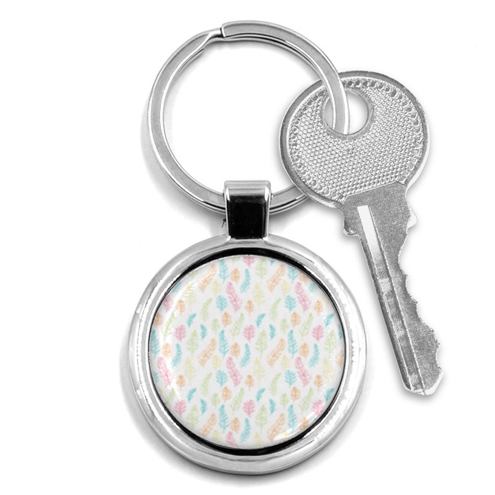 Whimsical Feather Pattern,Fresh Colors, Key Chain (Round)