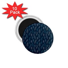 Whimsical Feather Pattern, Midnight Blue, 1 75  Magnet (10 Pack)  by Zandiepants