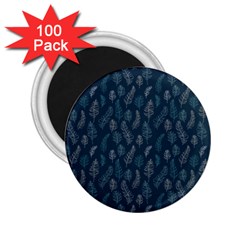 Whimsical Feather Pattern, Midnight Blue, 2 25  Magnet (100 Pack)  by Zandiepants