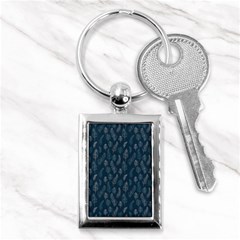 Whimsical Feather Pattern, Midnight Blue, Key Chain (rectangle) by Zandiepants