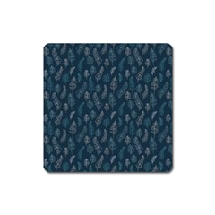 Whimsical Feather Pattern, Midnight Blue, Magnet (square) by Zandiepants