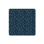 Whimsical Feather Pattern, Midnight Blue, Magnet (Square) Front