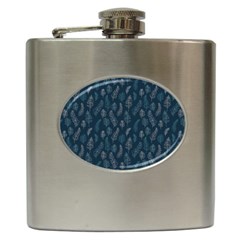 Whimsical Feather Pattern, Midnight Blue, Hip Flask (6 Oz) by Zandiepants