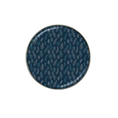 Whimsical Feather Pattern, Midnight Blue, Hat Clip Ball Marker (4 Pack) by Zandiepants