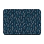 Whimsical Feather Pattern, Midnight Blue, Small Doormat 24 x16  Door Mat