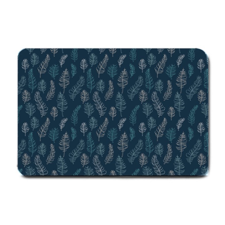 Whimsical Feather Pattern, Midnight Blue, Small Doormat