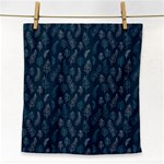 Whimsical Feather Pattern, Midnight Blue, Face Towel Front