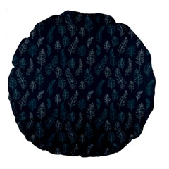 Whimsical Feather Pattern, Midnight Blue, Large 18  Premium Round Cushion  by Zandiepants