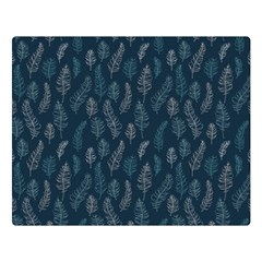 Whimsical Feather Pattern, Midnight Blue, Double Sided Flano Blanket (large)