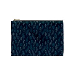 Whimsical Feather Pattern, Midnight Blue, Cosmetic Bag (medium) by Zandiepants