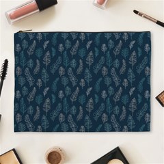 Whimsical Feather Pattern, Midnight Blue, Cosmetic Bag (xl) by Zandiepants