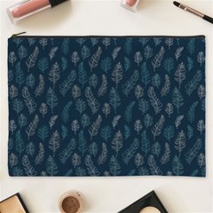 Whimsical Feather Pattern, Midnight Blue, Cosmetic Bag (xxxl) by Zandiepants