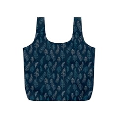 Whimsical Feather Pattern, Midnight Blue, Full Print Recycle Bag (s) by Zandiepants