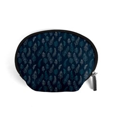 Whimsical Feather Pattern, Midnight Blue, Accessory Pouch (small) by Zandiepants