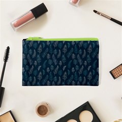 Whimsical Feather Pattern, Midnight Blue, Cosmetic Bag (xs)