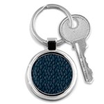 Whimsical Feather Pattern, Midnight Blue, Key Chain (Round) Front