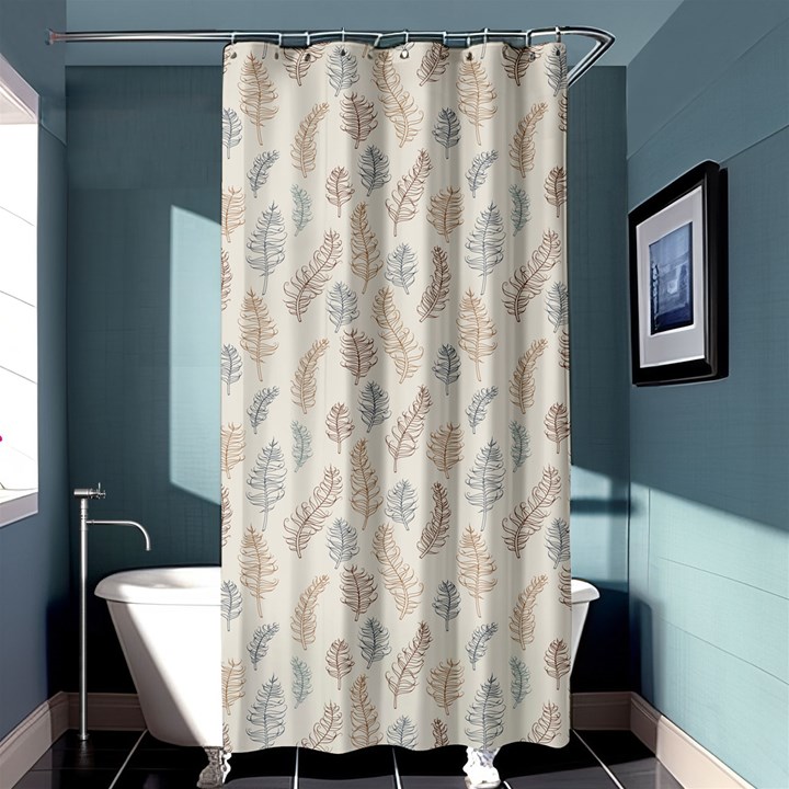 Whimsical Feather Pattern, Nature brown, Shower Curtain 36  x 72  (Stall)