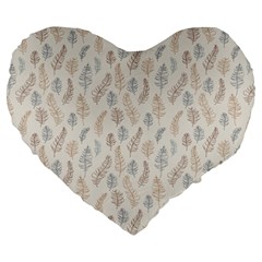 Whimsical Feather Pattern, Nature Brown, Large 19  Premium Heart Shape Cushion by Zandiepants