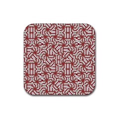 Interlace Tribal Print Rubber Coaster (square)  by dflcprints