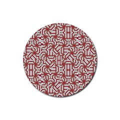 Interlace Tribal Print Rubber Coaster (round)  by dflcprints