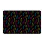 Whimsical Feather Pattern, bright pink red blue green yellow, Magnet (Rectangular) Front