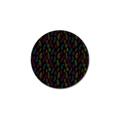 Whimsical Feather Pattern, Bright Pink Red Blue Green Yellow, Golf Ball Marker (10 Pack) by Zandiepants