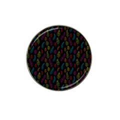 Whimsical Feather Pattern, Bright Pink Red Blue Green Yellow, Hat Clip Ball Marker by Zandiepants