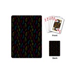 Whimsical Feather Pattern, bright pink red blue green yellow, Playing Cards (Mini) Back