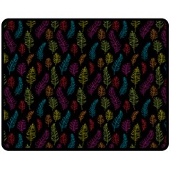 Whimsical Feather Pattern, Bright Pink Red Blue Green Yellow, Fleece Blanket (medium)