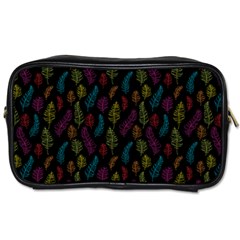 Whimsical Feather Pattern, Bright Pink Red Blue Green Yellow, Toiletries Bag (two Sides) by Zandiepants