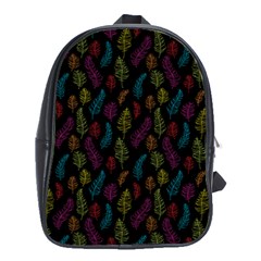 Whimsical Feather Pattern, Bright Pink Red Blue Green Yellow, School Bag (xl) by Zandiepants