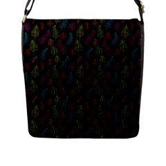 Whimsical Feather Pattern, Bright Pink Red Blue Green Yellow, Flap Closure Messenger Bag (l) by Zandiepants