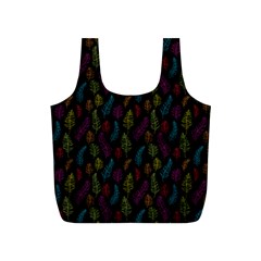 Whimsical Feather Pattern, Bright Pink Red Blue Green Yellow, Full Print Recycle Bag (s)