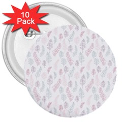 Whimsical Feather Pattern, soft colors, 3  Button (10 pack)