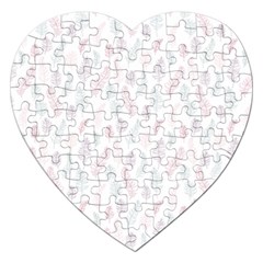 Whimsical Feather Pattern, soft colors, Jigsaw Puzzle (Heart)