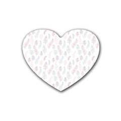 Whimsical Feather Pattern, soft colors, Rubber Coaster (Heart)